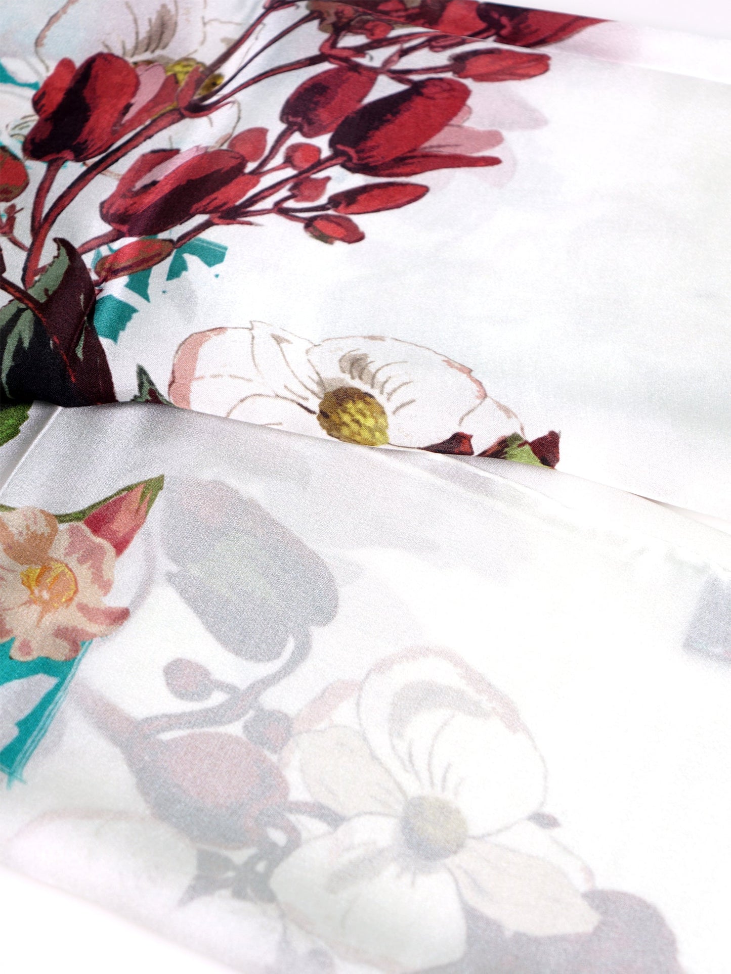 Pure printed silk satin stole White MONTRE