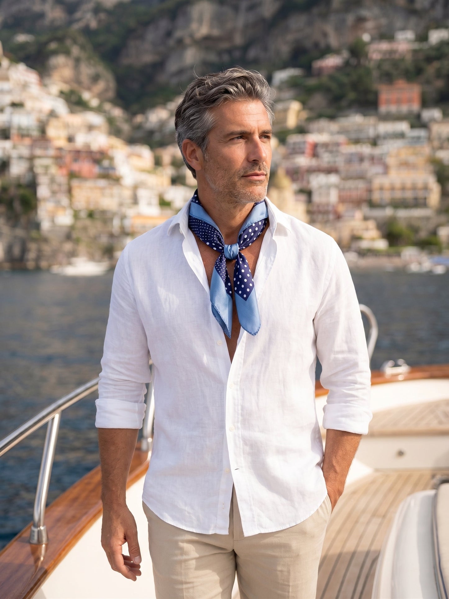 MULTIBALL blue printed silk foulard