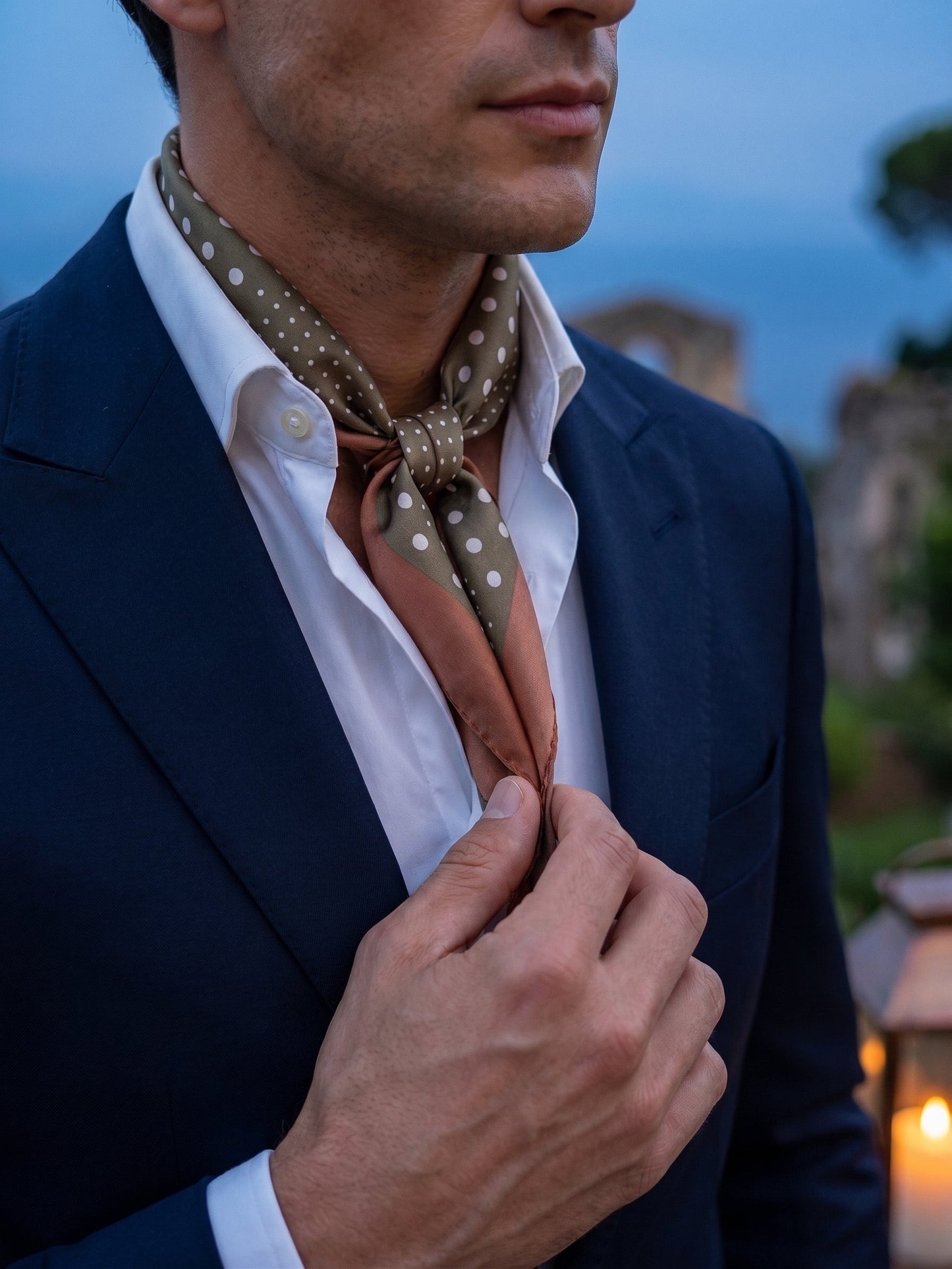 Light green printed silk MULTIBALL foulard