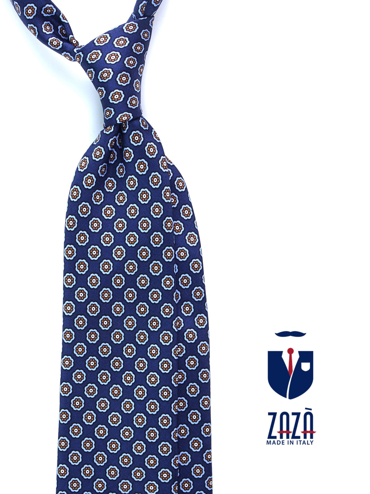 MURDOCK 3 folds tie in blue printed silk
