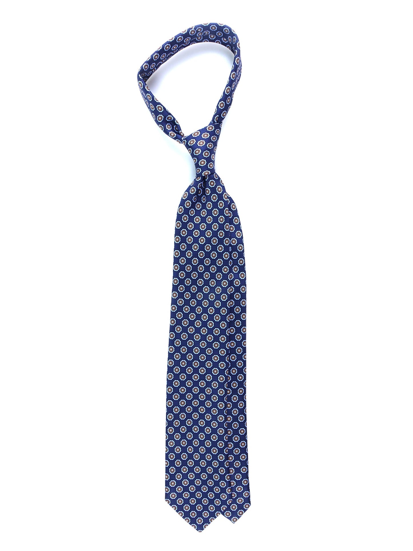 MURDOCK 3 folds tie in blue printed silk