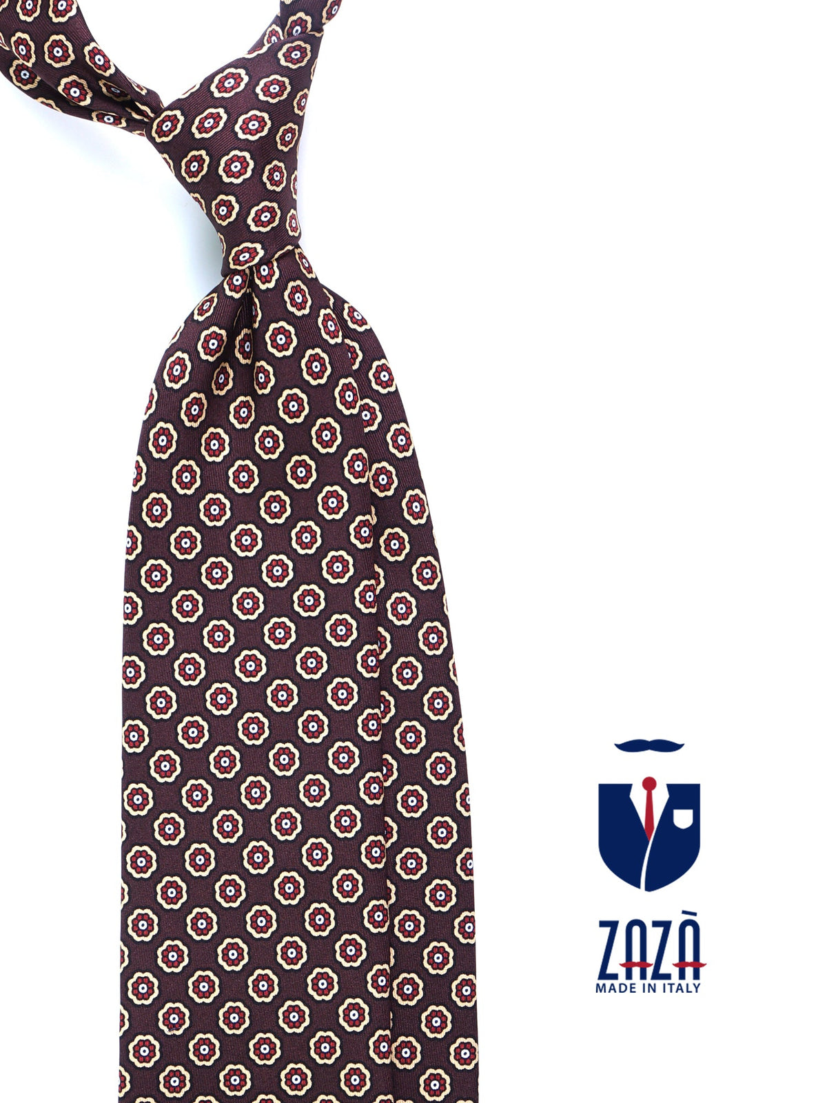 MURDOCK 3-fold tie in brown printed silk