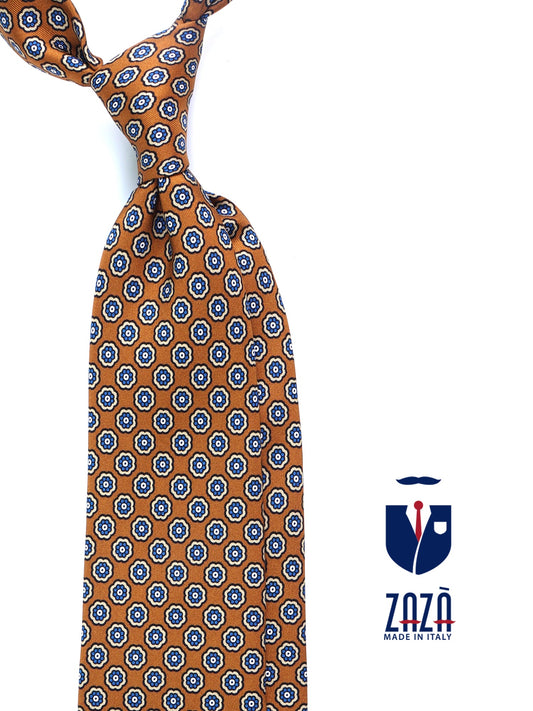 MURDOCK 3-fold tie in camel printed silk