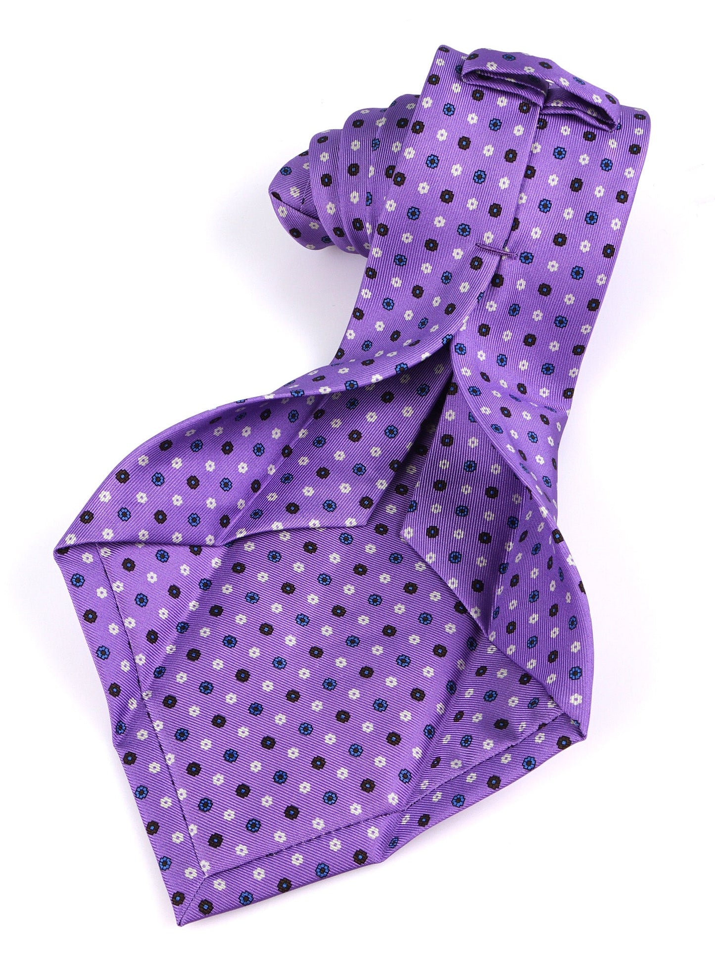 7 Fold Tie NAOMI purple printed English silk