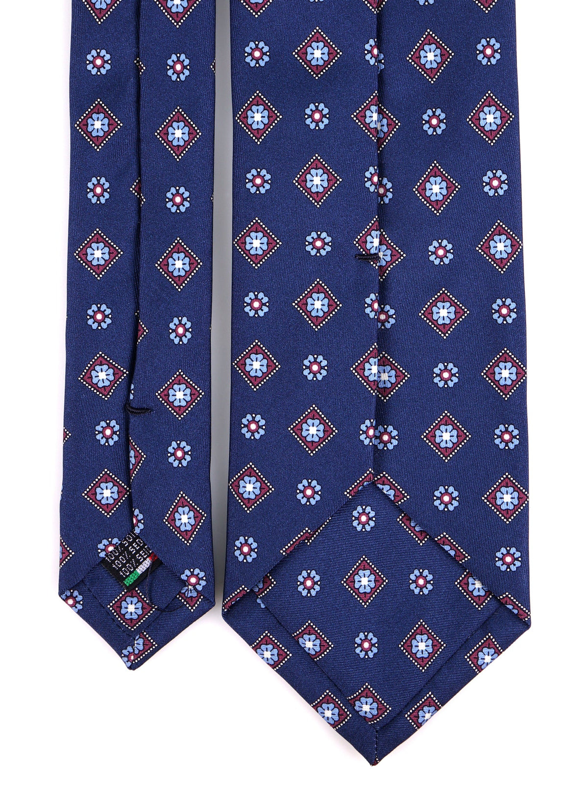 Blue 3-fold tie NAPOLI in printed silk