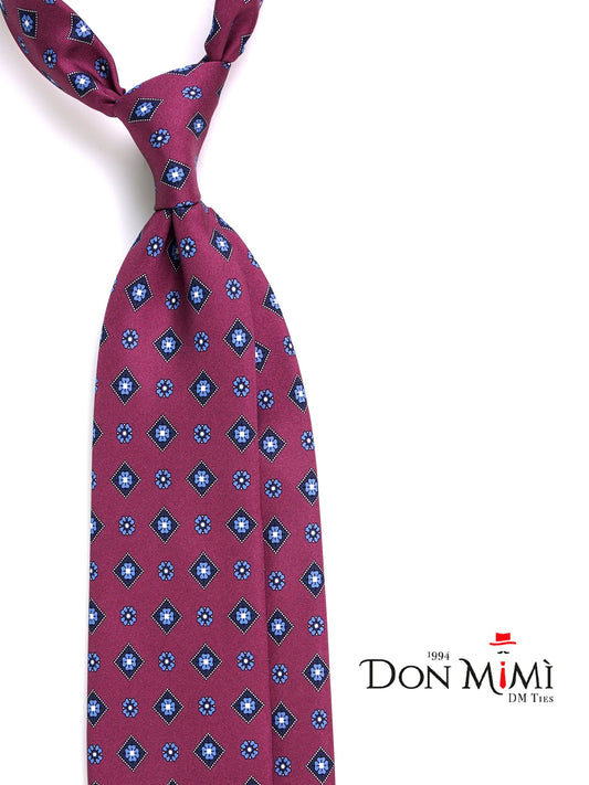 3-fold burgundy NAPOLI tie in printed silk