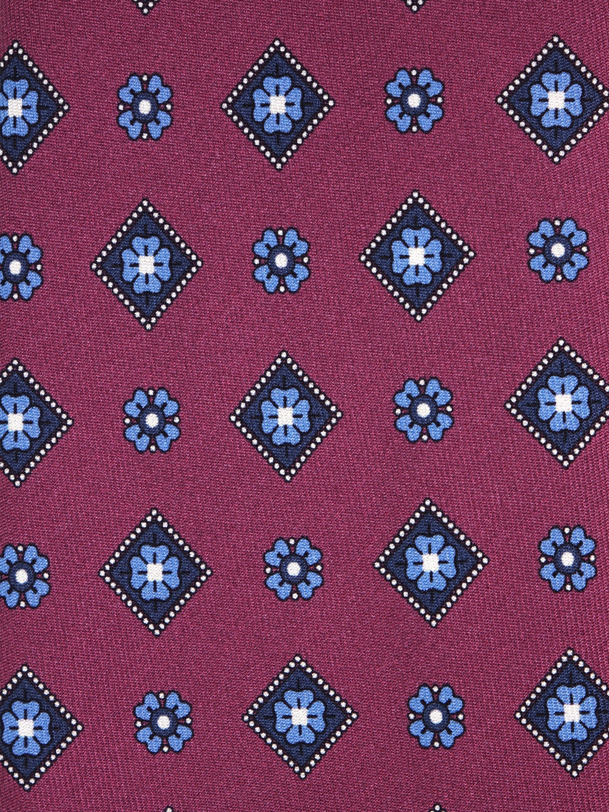 3-fold burgundy NAPOLI tie in printed silk