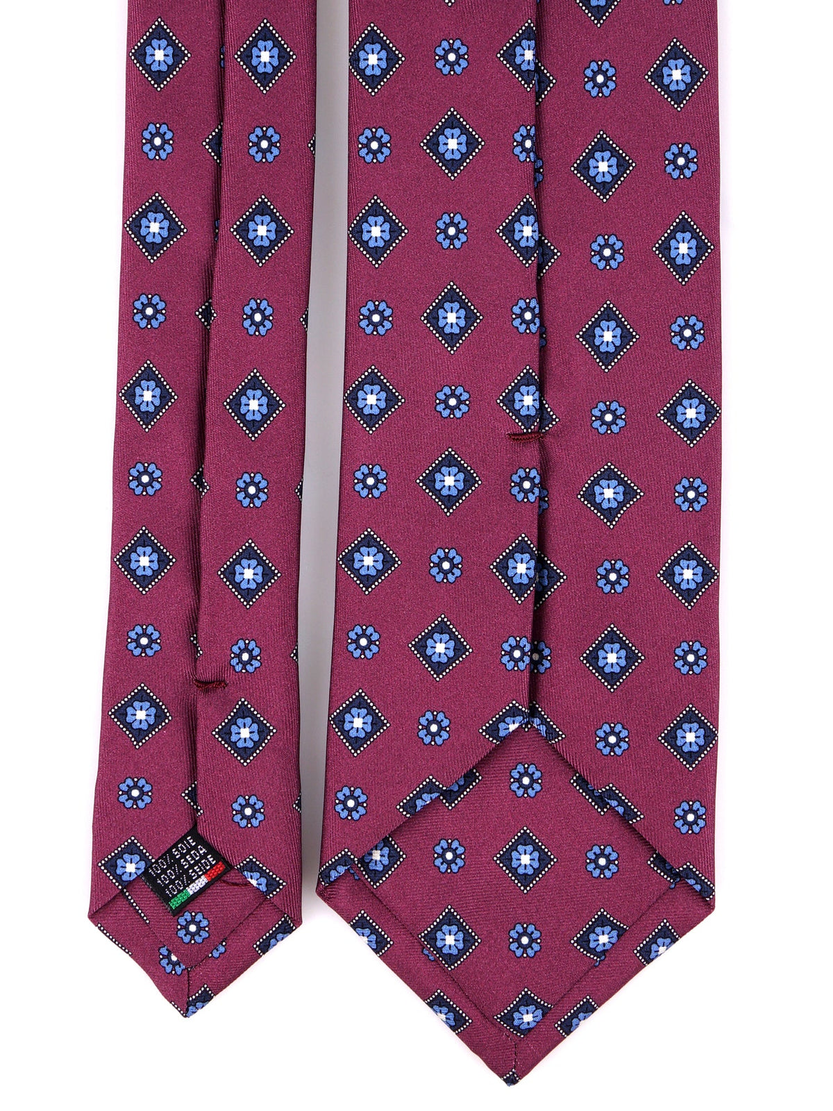3-fold burgundy NAPOLI tie in printed silk