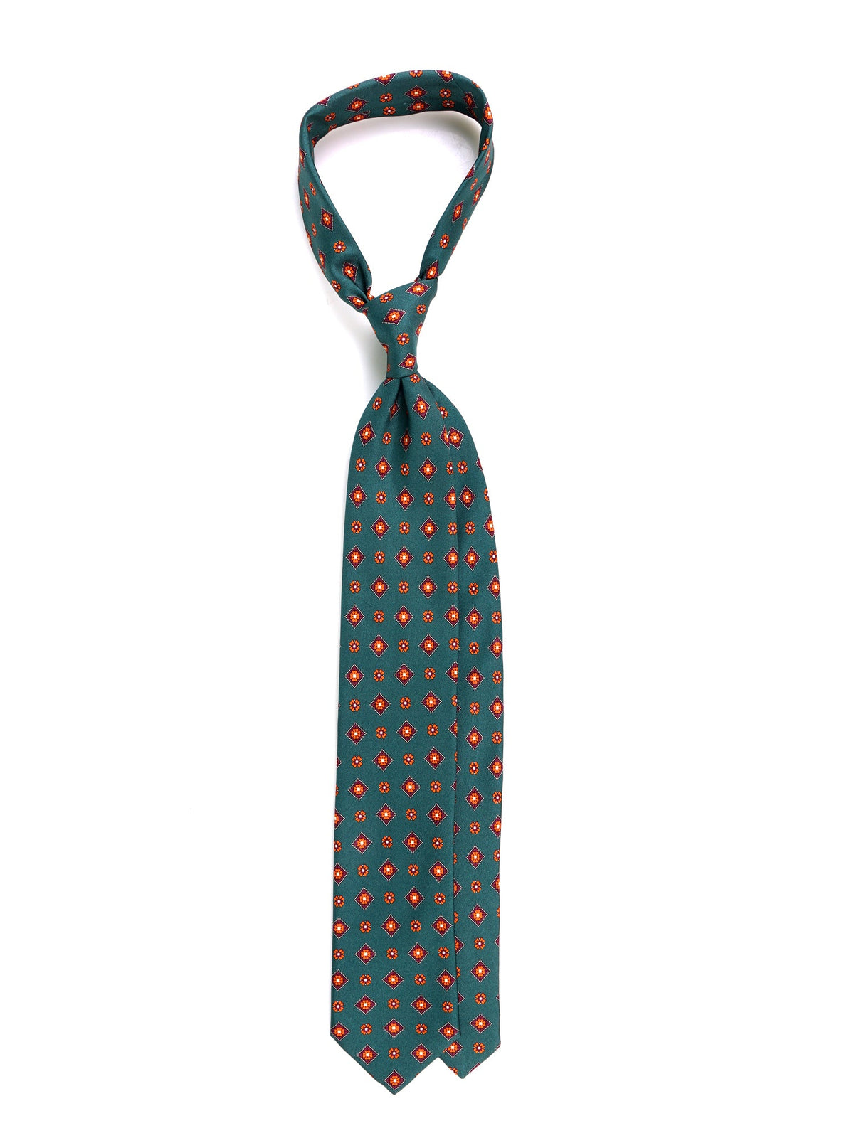 Green NAPOLI 3-fold printed silk tie