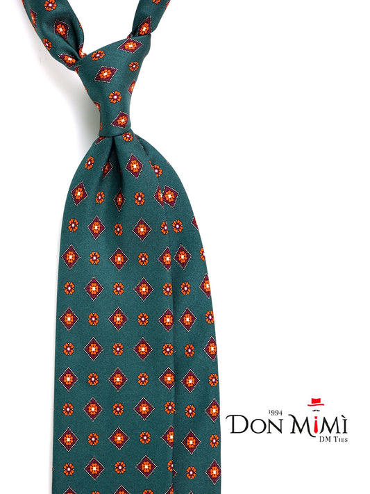 Green NAPOLI 3-fold printed silk tie