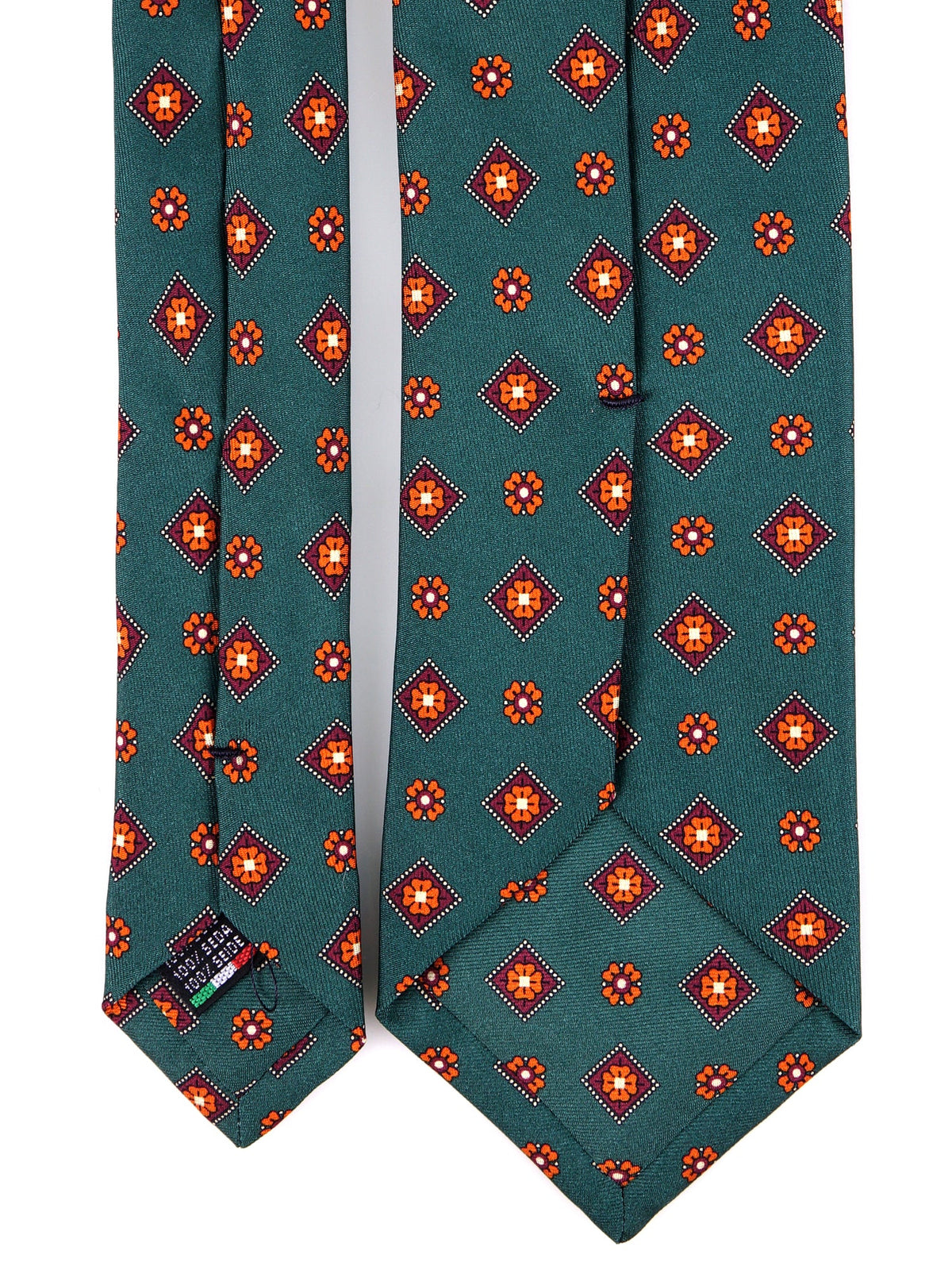 Green NAPOLI 3-fold printed silk tie