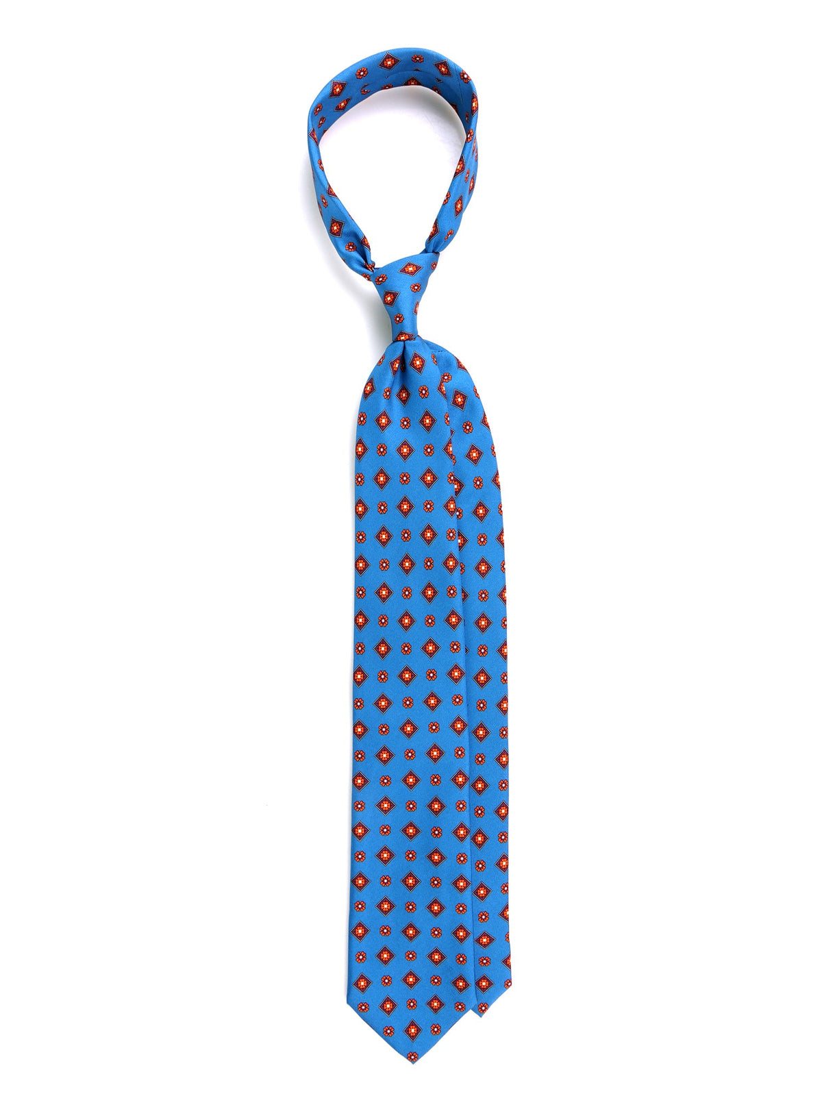 NAPOLI teal 3-fold printed silk tie
