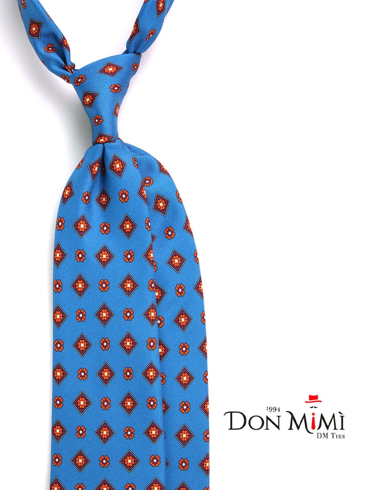 NAPOLI teal 3-fold printed silk tie