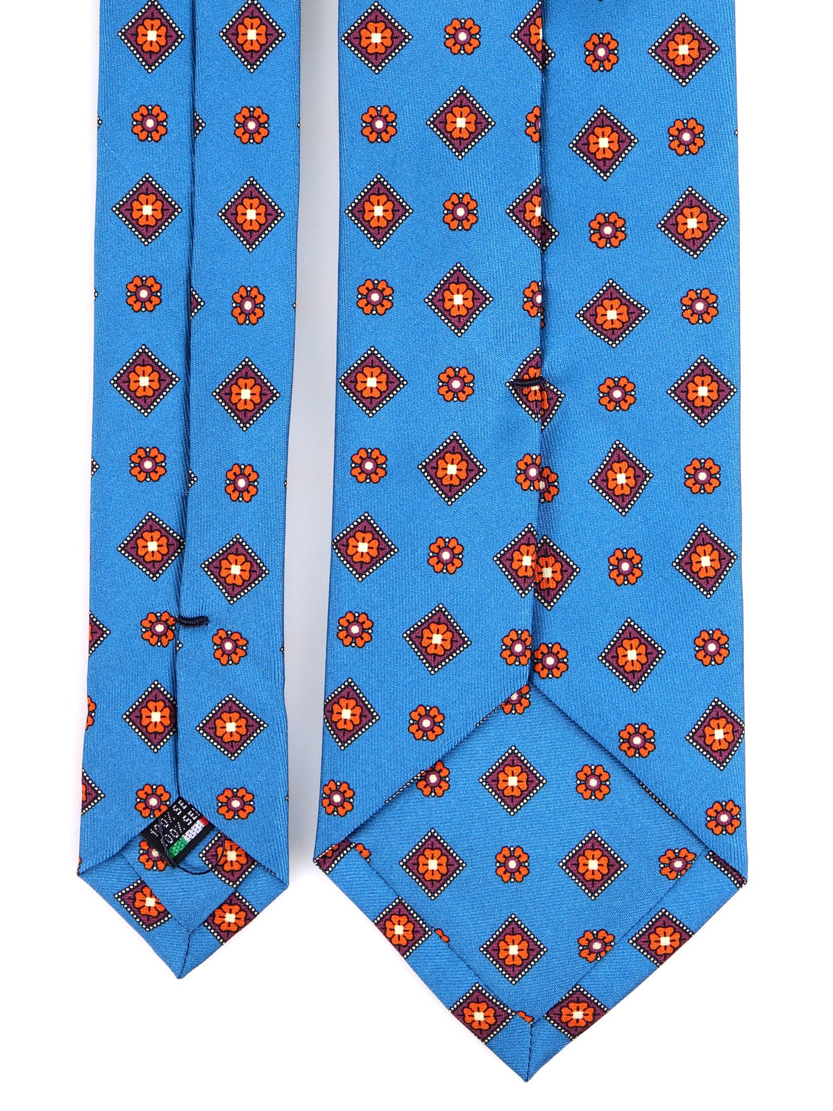 NAPOLI teal 3-fold printed silk tie