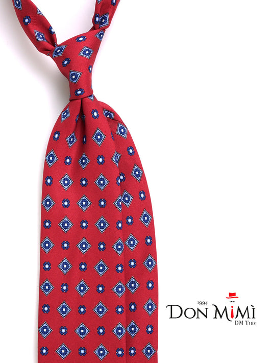 NAPLES red printed silk 3-fold tie