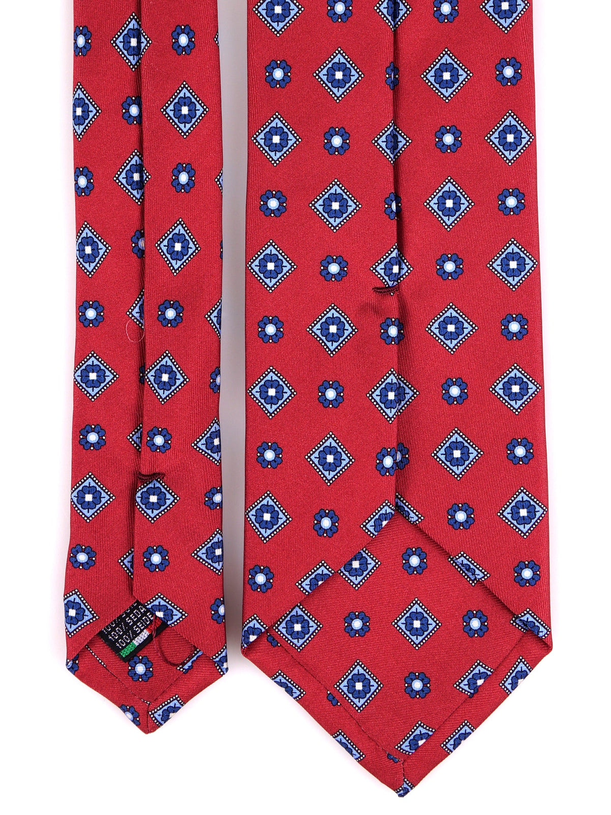 NAPLES red printed silk 3-fold tie