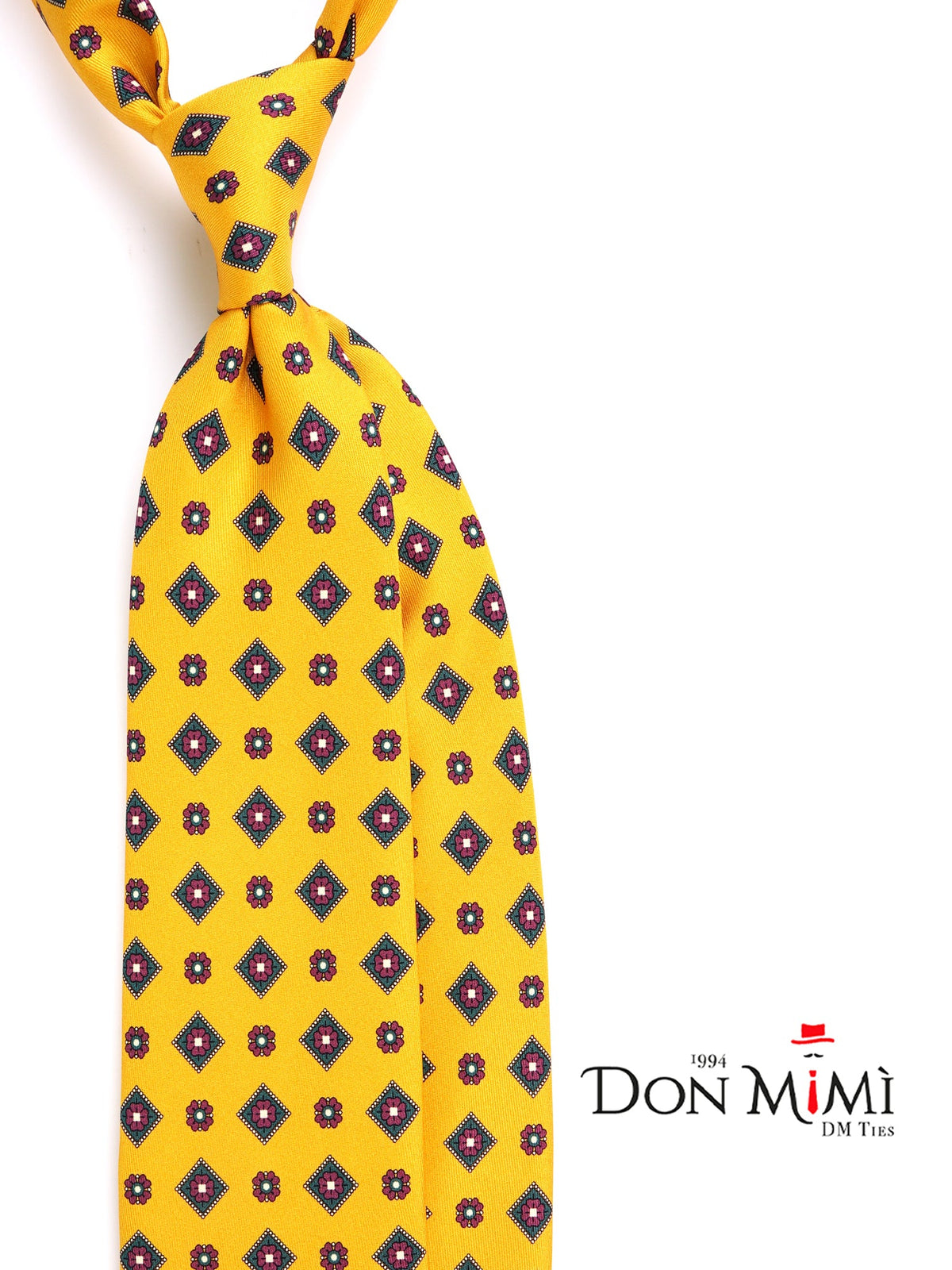 3-fold tie NAPOLI yellow in printed silk