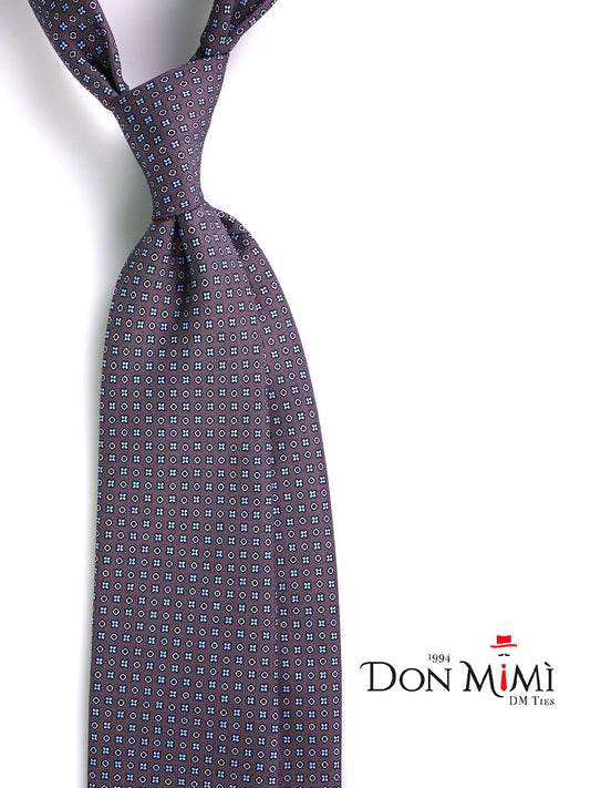 3-Fold Tie grey NAVì English printed silk