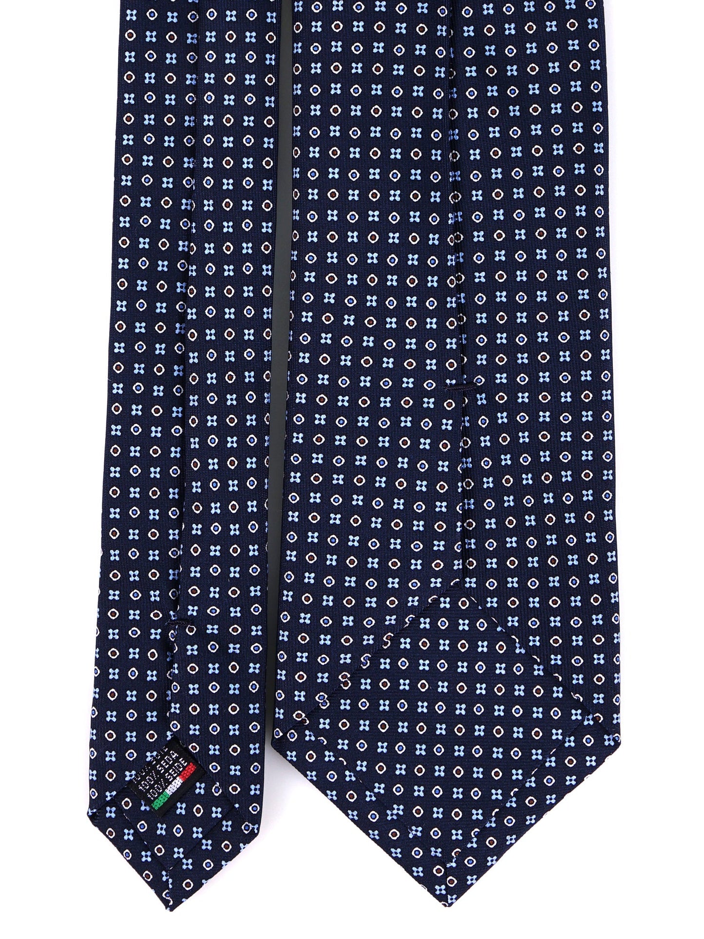 Dark blue NAVì 3-fold tie in English printed silk