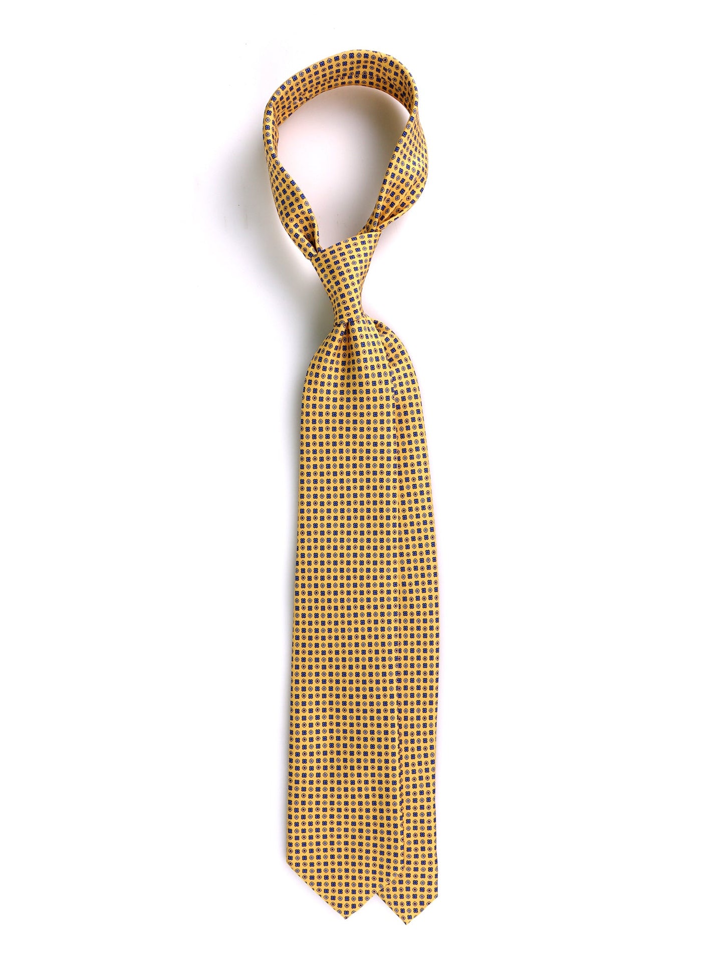 Yellow NAVì English printed silk 3 folds tie