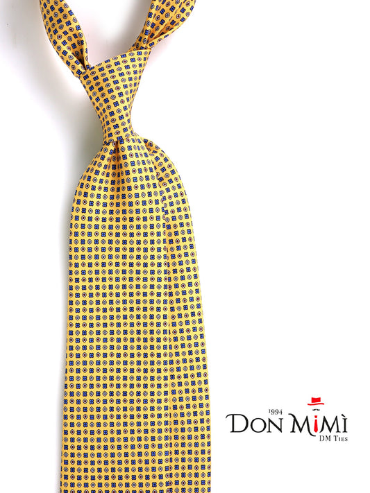 Yellow NAVì English printed silk 3 folds tie