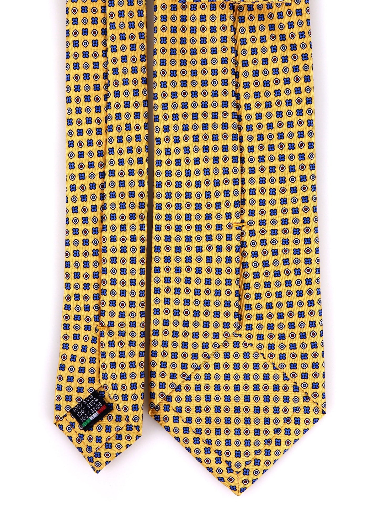 Yellow NAVì English printed silk 3 folds tie