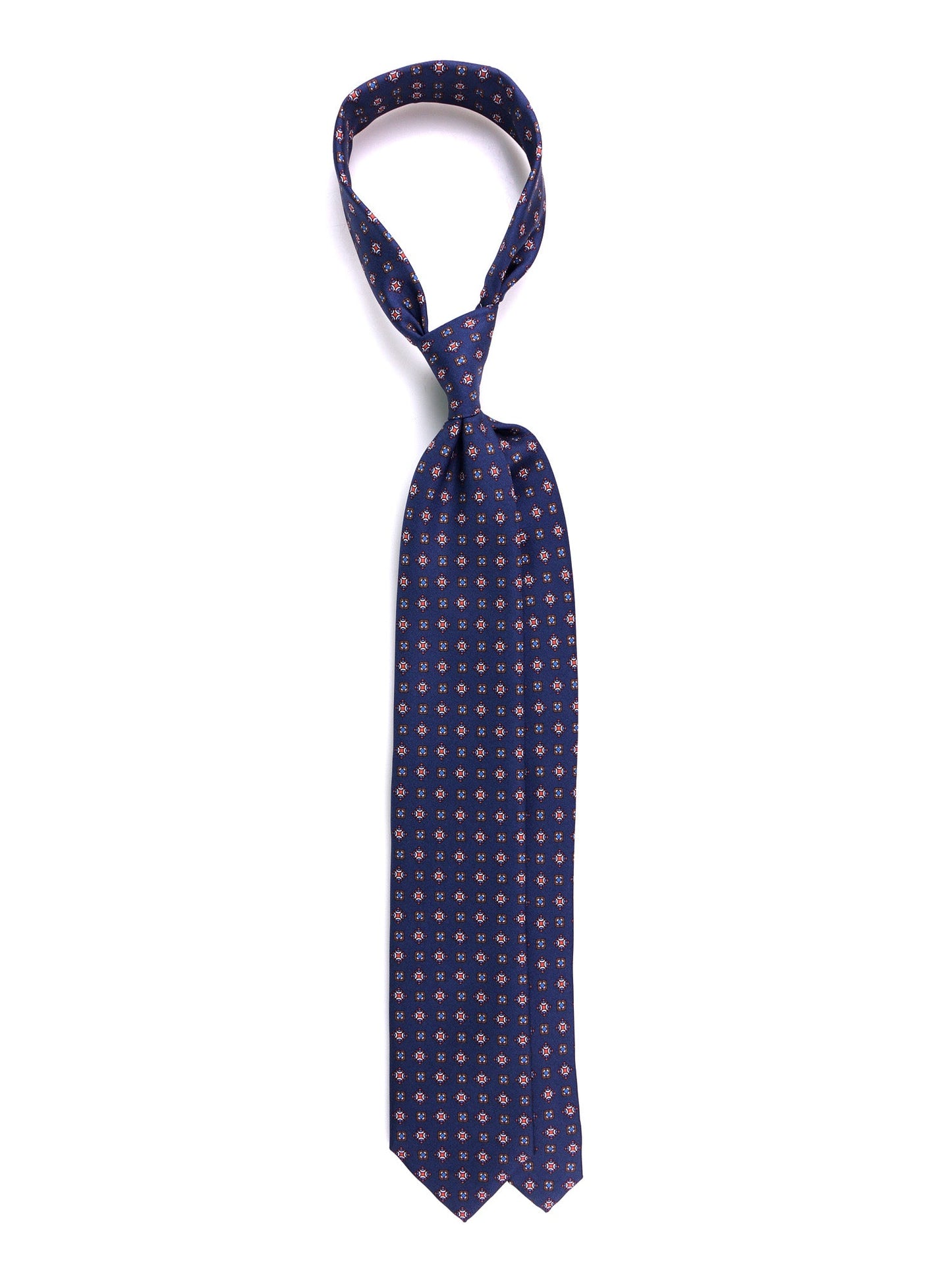 3-fold tie NICK blue printed silk