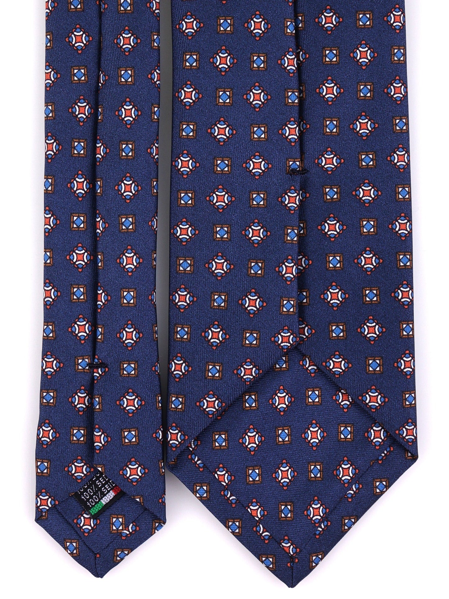 3-fold tie NICK blue printed silk