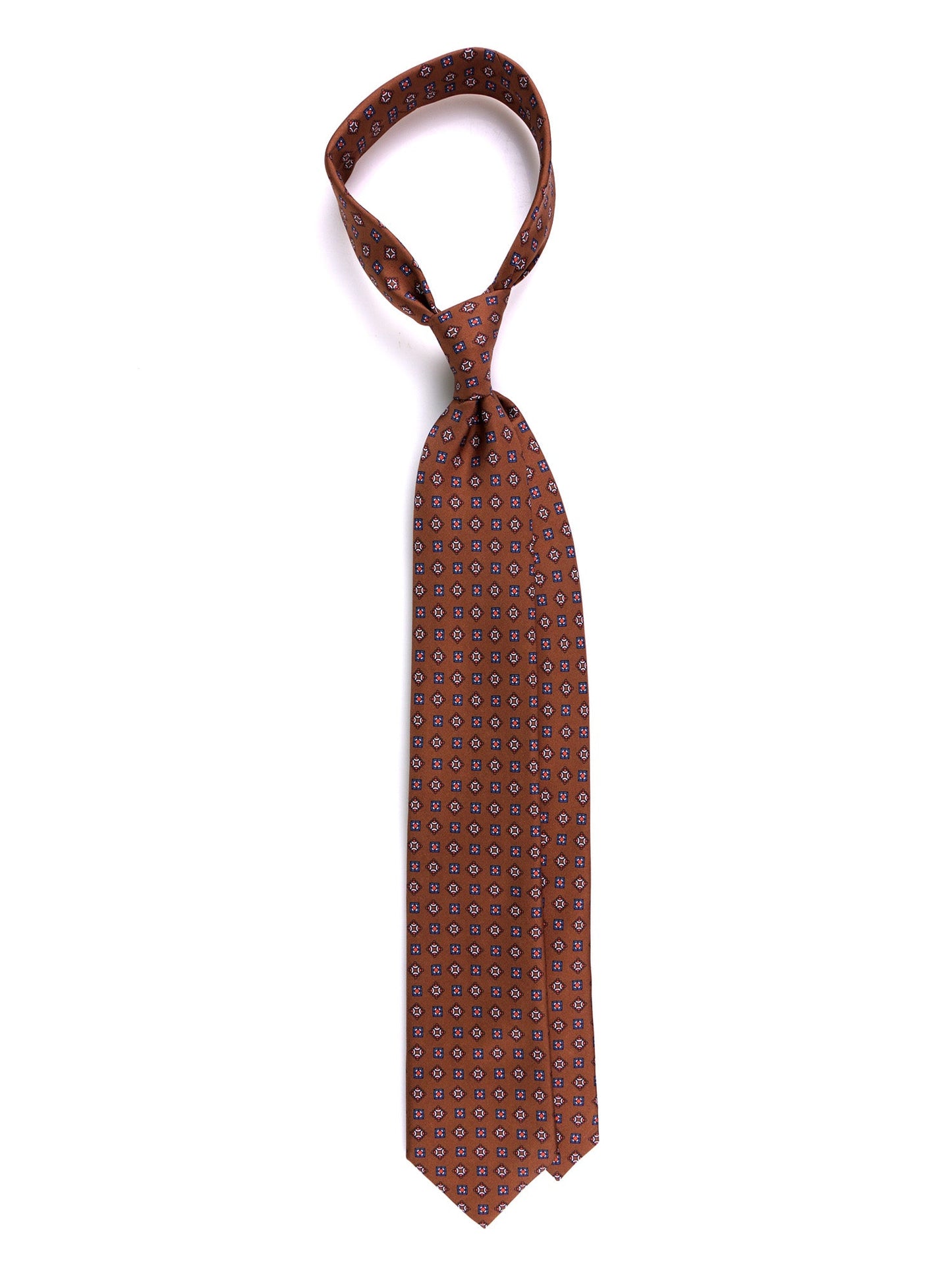 NICK 3-fold tie brown printed silk