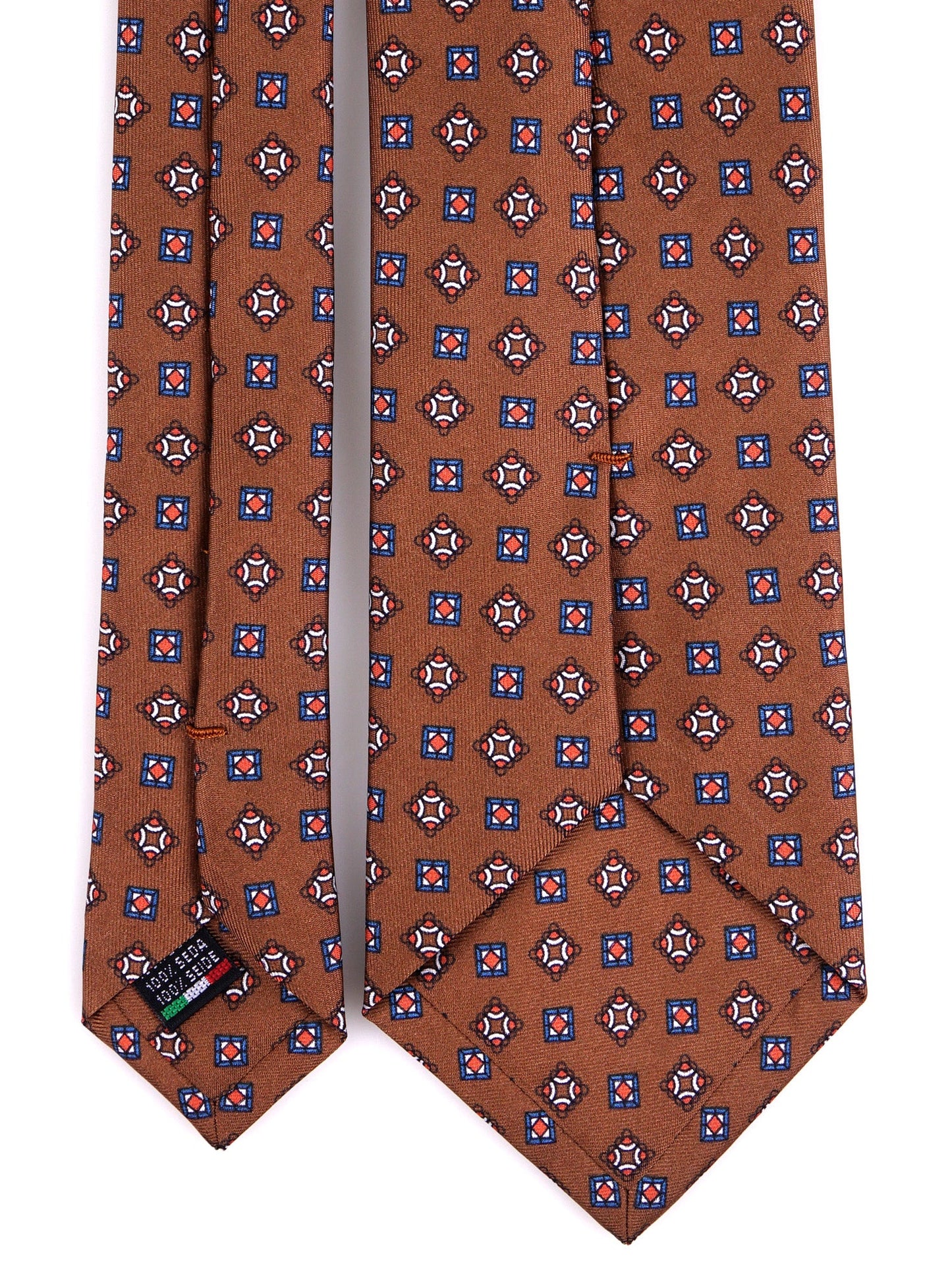 NICK 3-fold tie brown printed silk