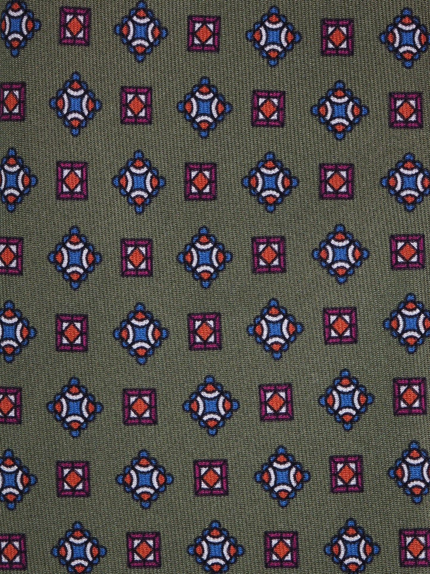 NICK 3-fold green printed silk tie