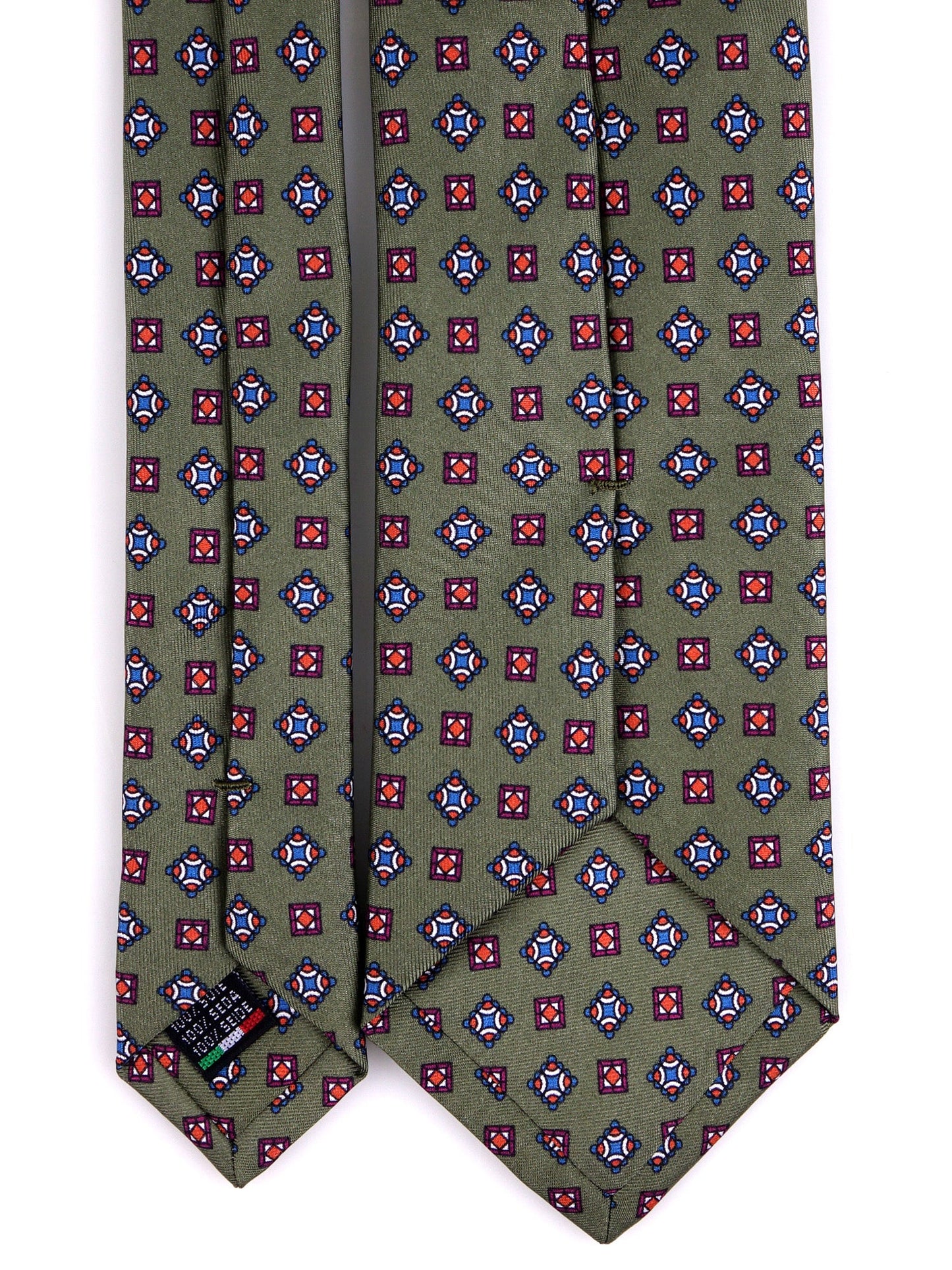 NICK 3-fold green printed silk tie