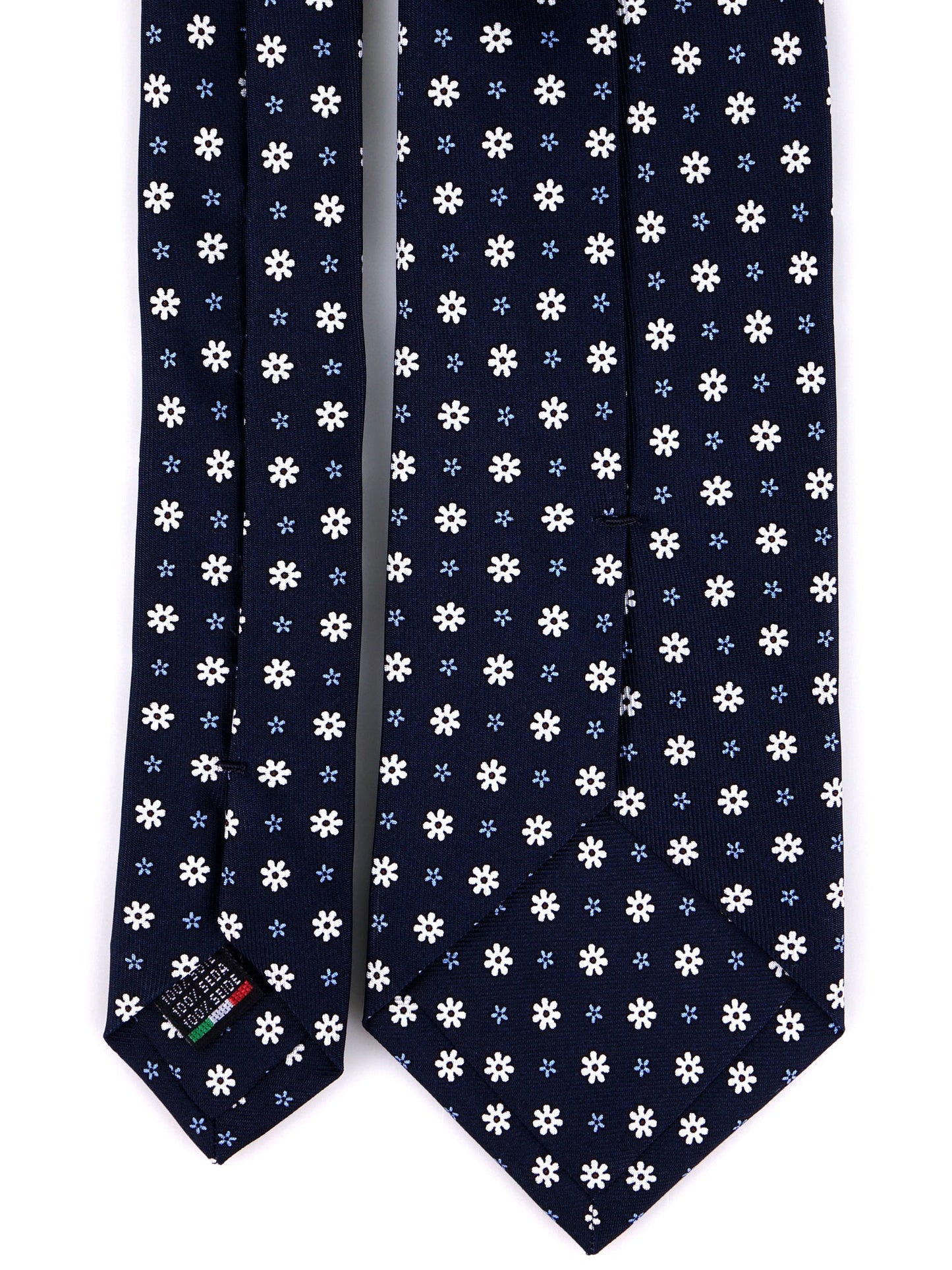 Dark blue 3 Fold NIGHT English printed silk tie