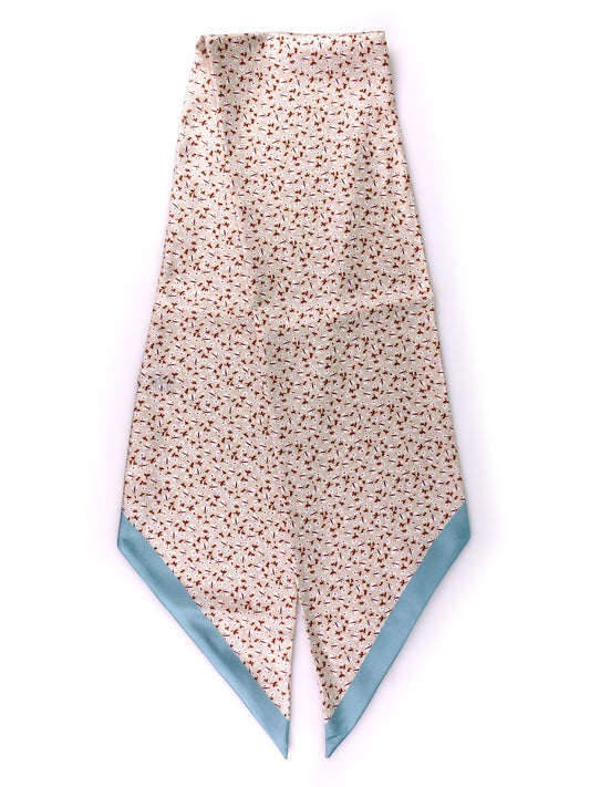 NOIR beige printed silk twilly foulard
