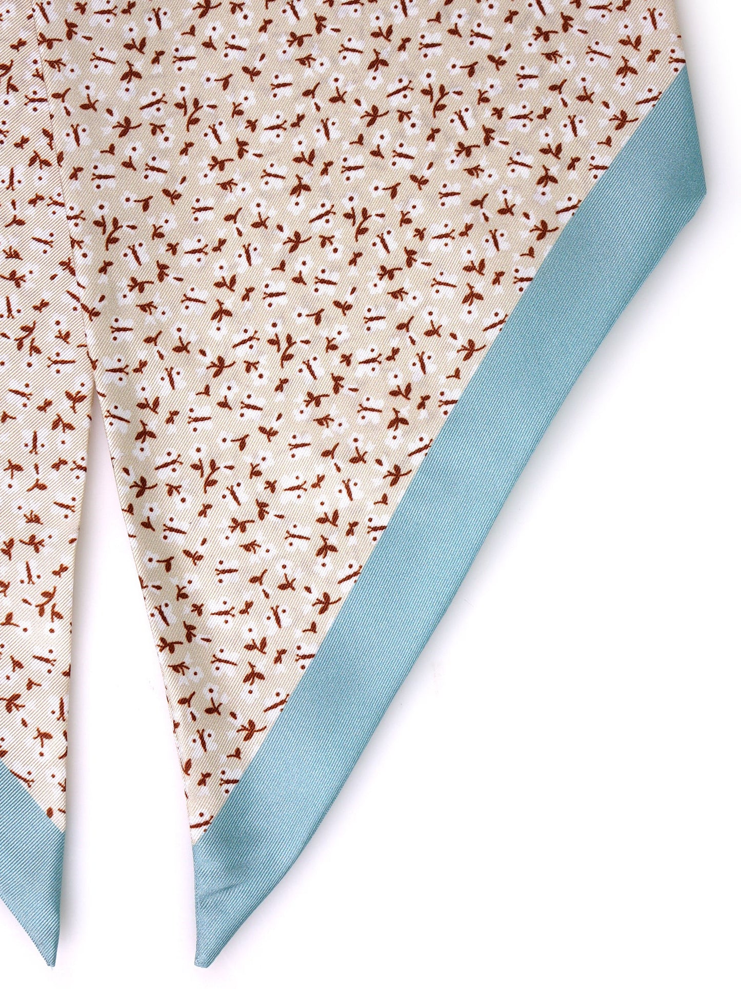 NOIR beige printed silk twilly foulard