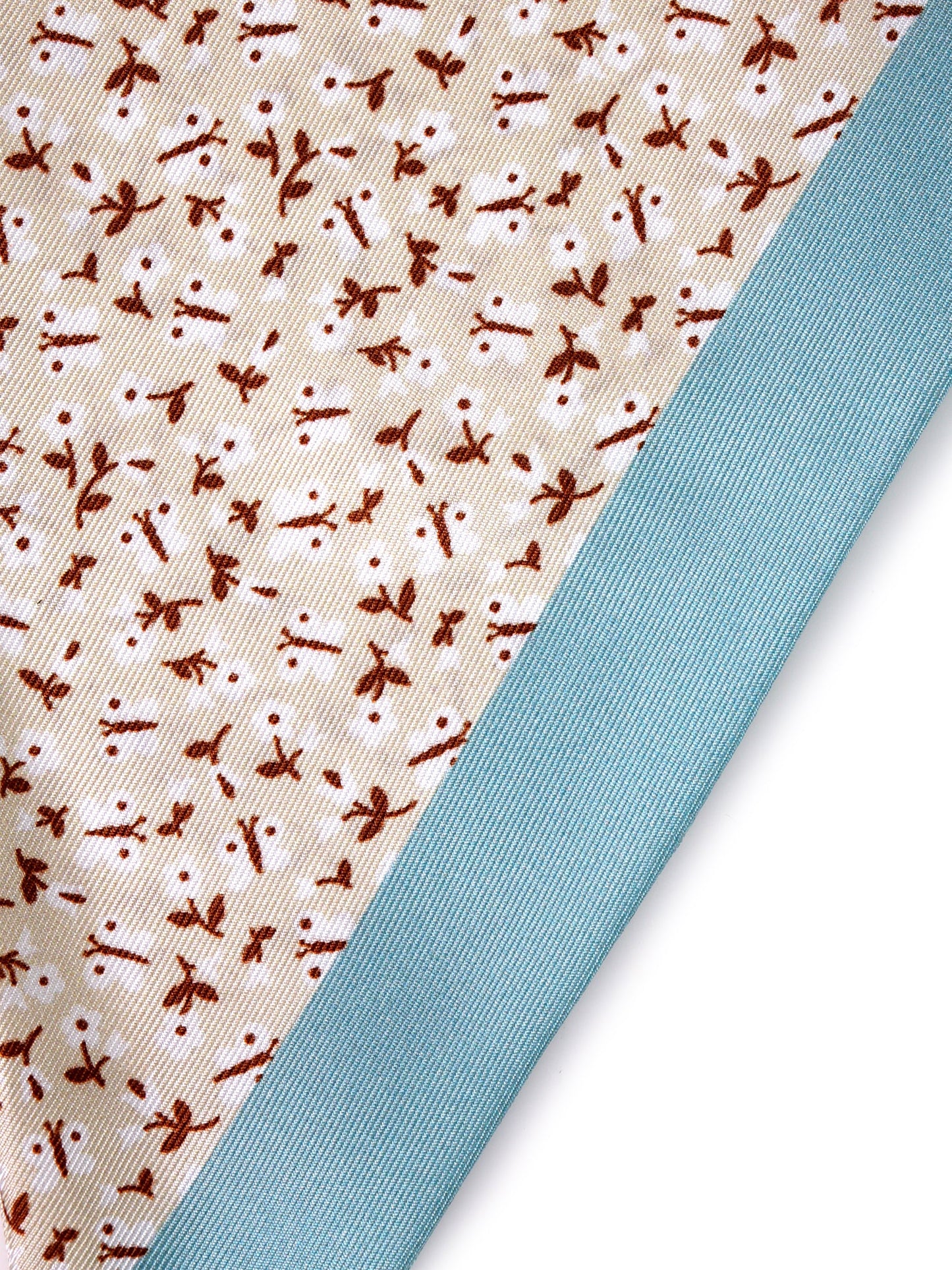 NOIR beige printed silk twilly foulard