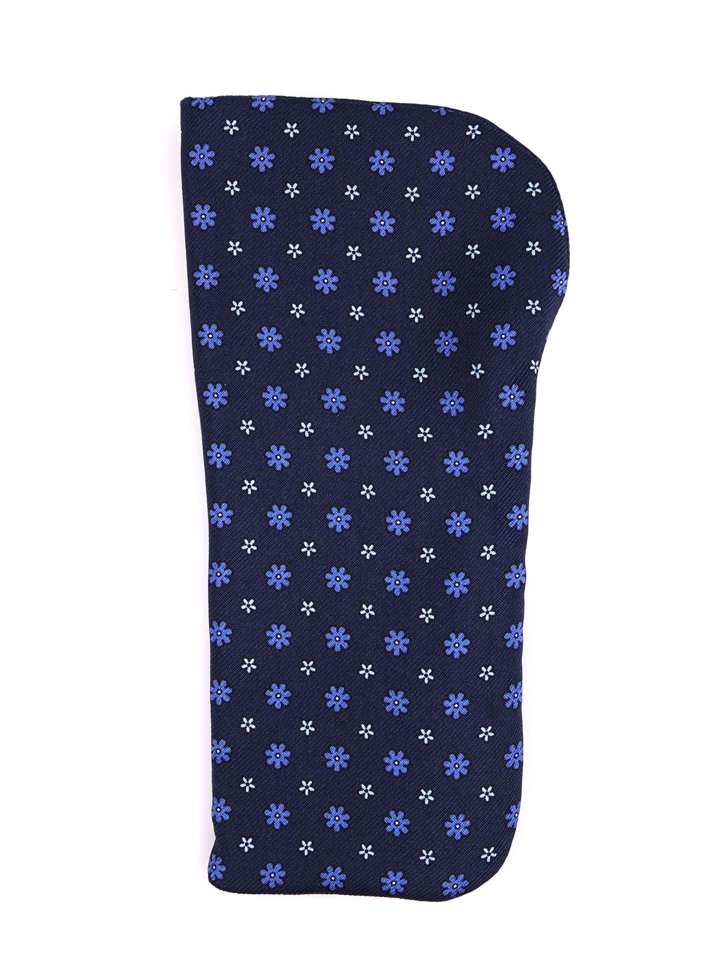 Navy blue NUMBER glasses case in English printed silk