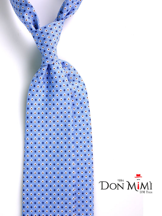 3 Fold Light Blue CLOUD English Printed Silk Tie