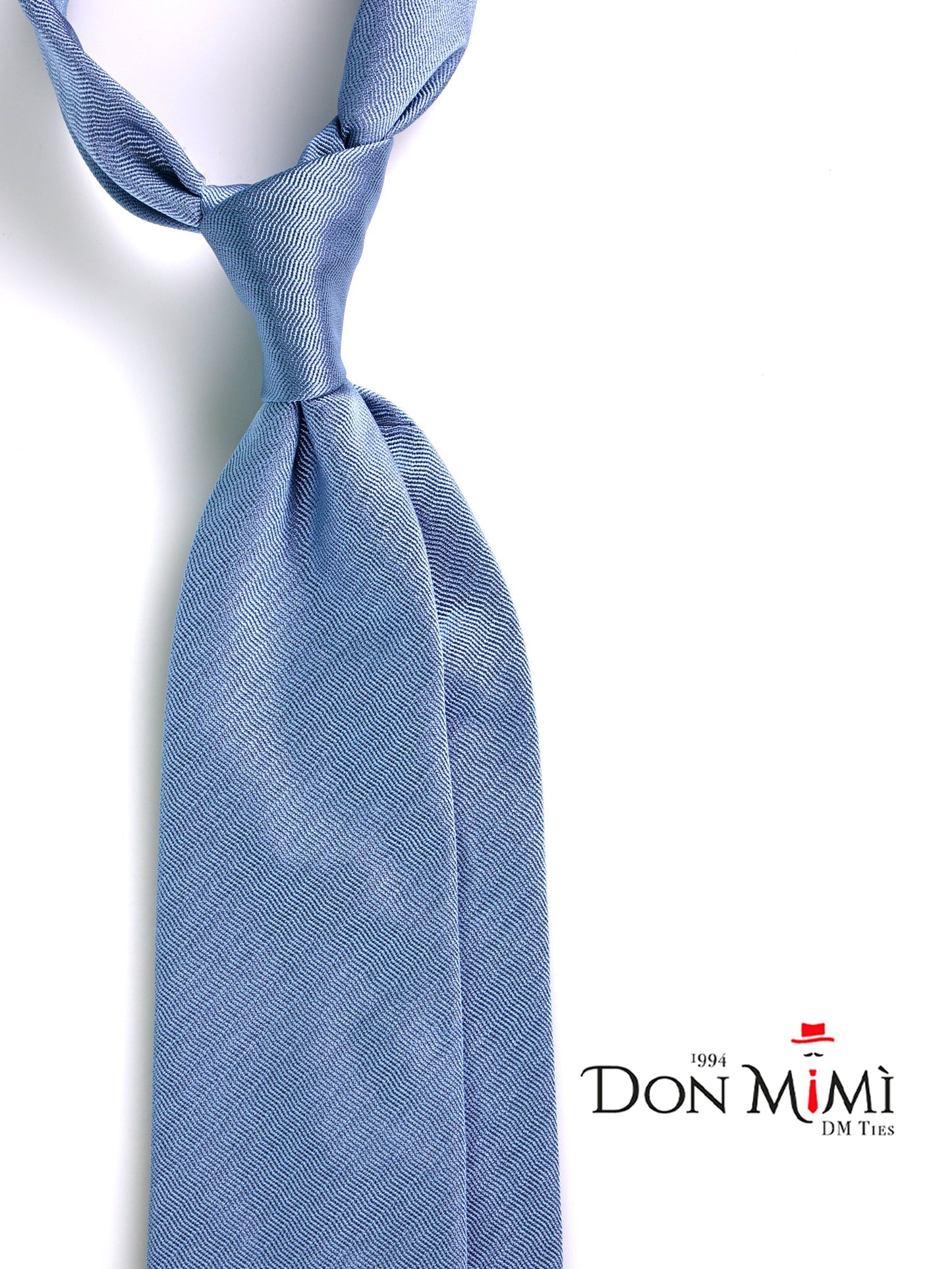 Light Blue OCEAN Jacquard Silk 3 Folds Tie