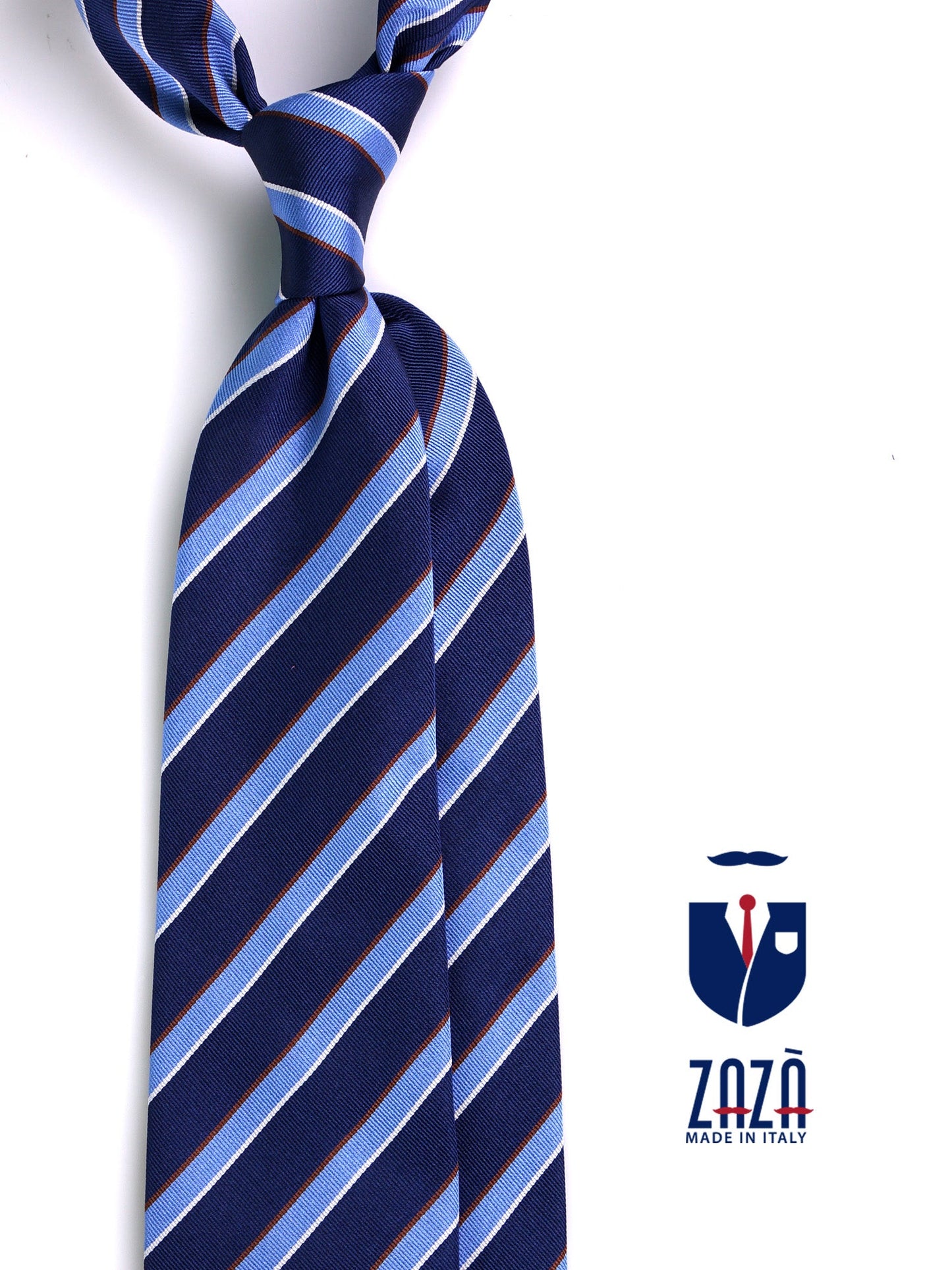 OLTREMARE 3 fold blue jacquard silk tie