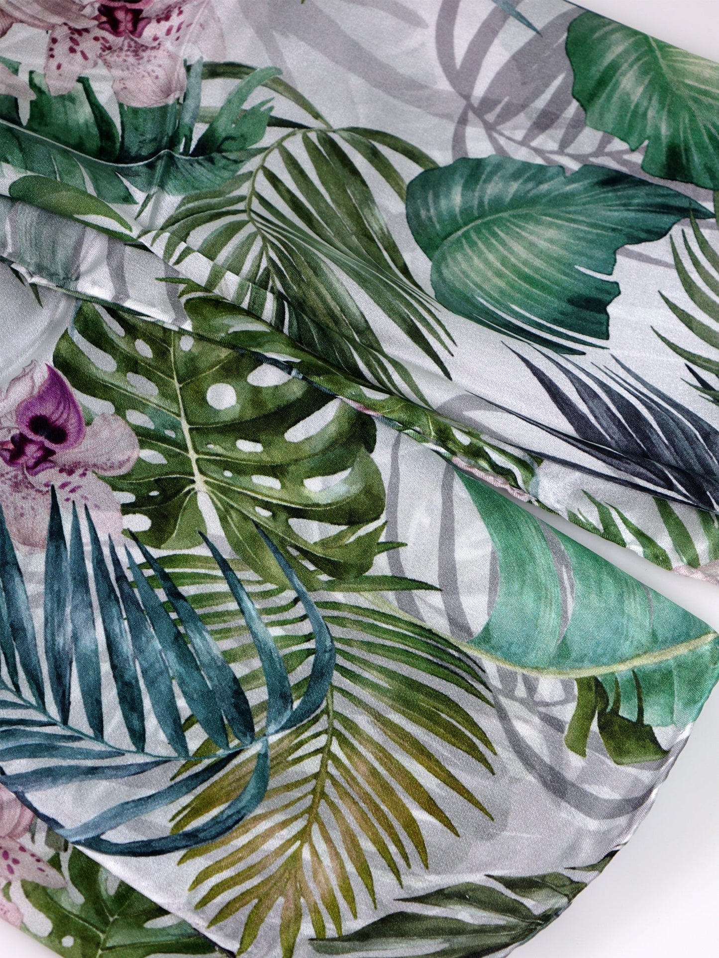 Pure Silk Satin Stole Printed Green PALMS