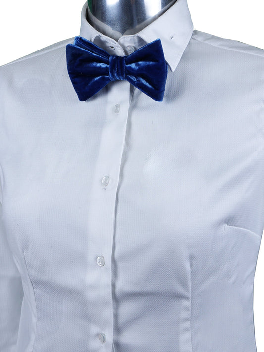 Sky blue pre-tied bow tie in silk and viscose velvet CONRAD