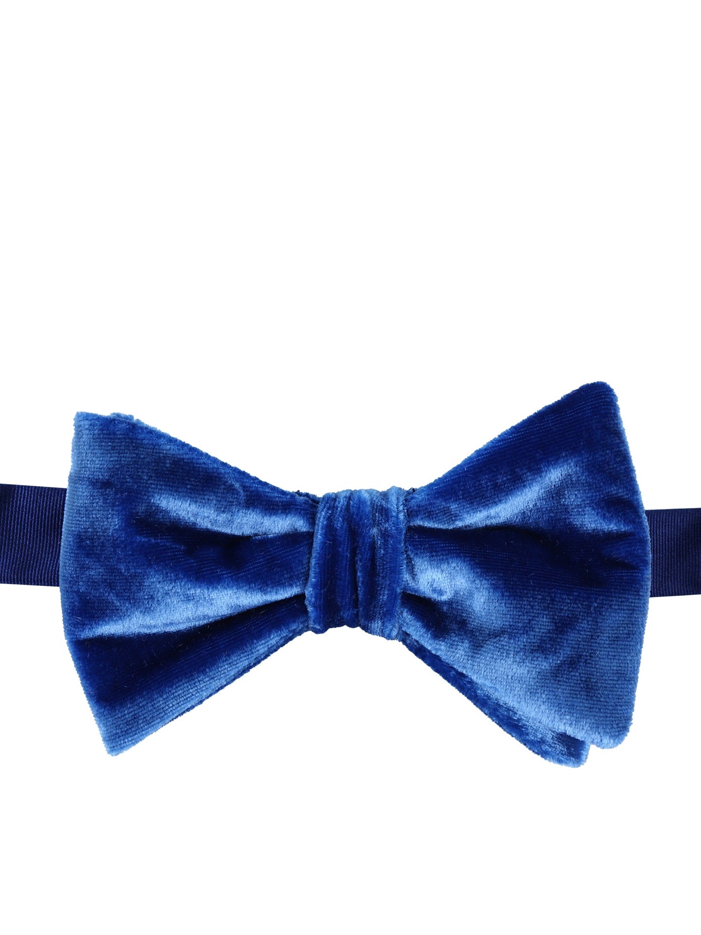 Sky blue pre-tied bow tie in silk and viscose velvet CONRAD