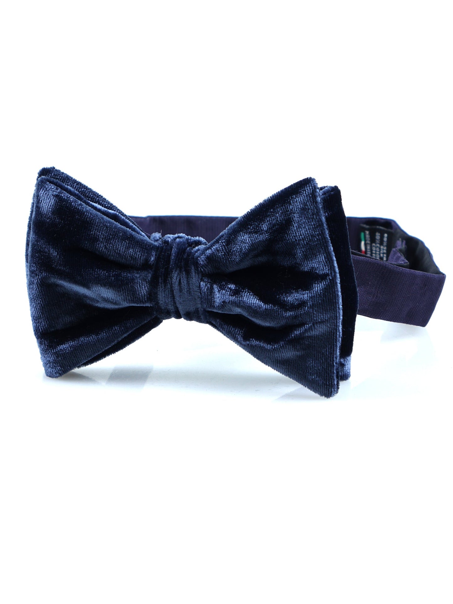 Navy Blue Pre-Tied Bow Tie in Silk and Viscose Velvet CONRAD