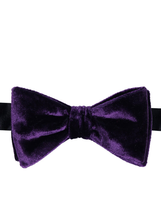 Purple pre-tied silk and viscose velvet bow tie CONRAD