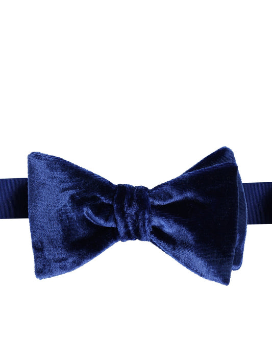 Blue Airplane Bow Tie Pre-tied in Silk and Viscose Velvet CONRAD