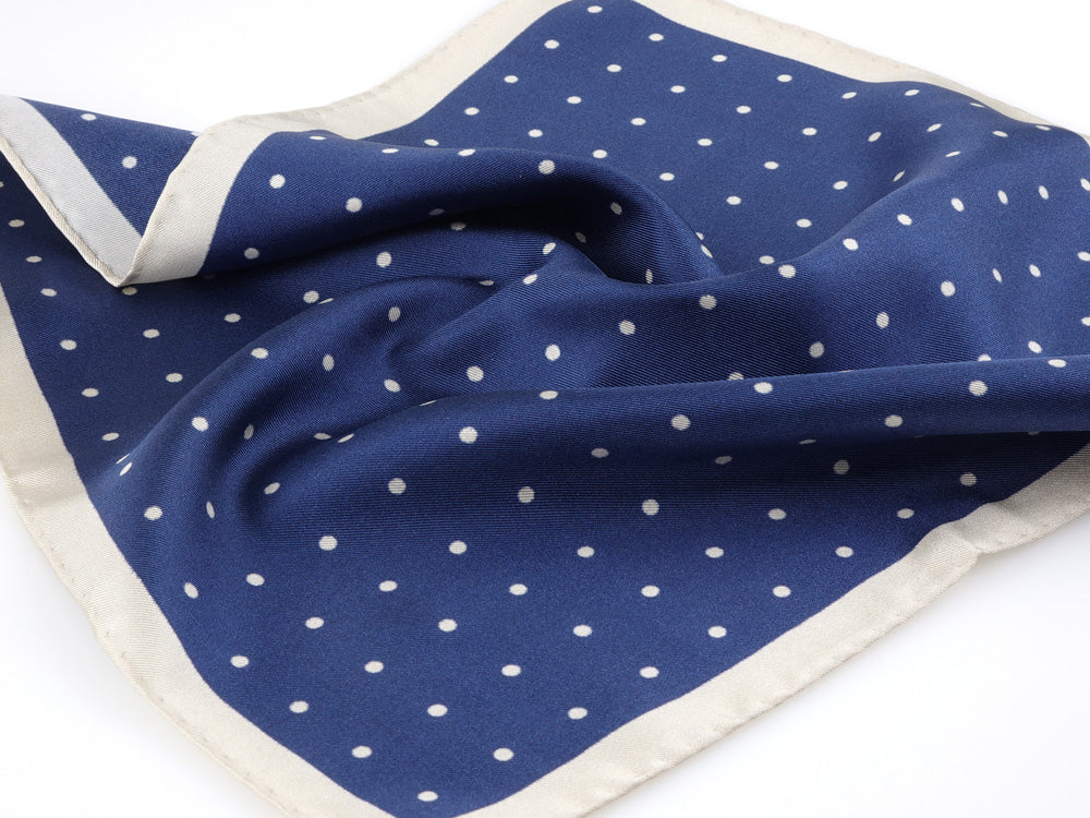 PARDA blue printed silk pocket square