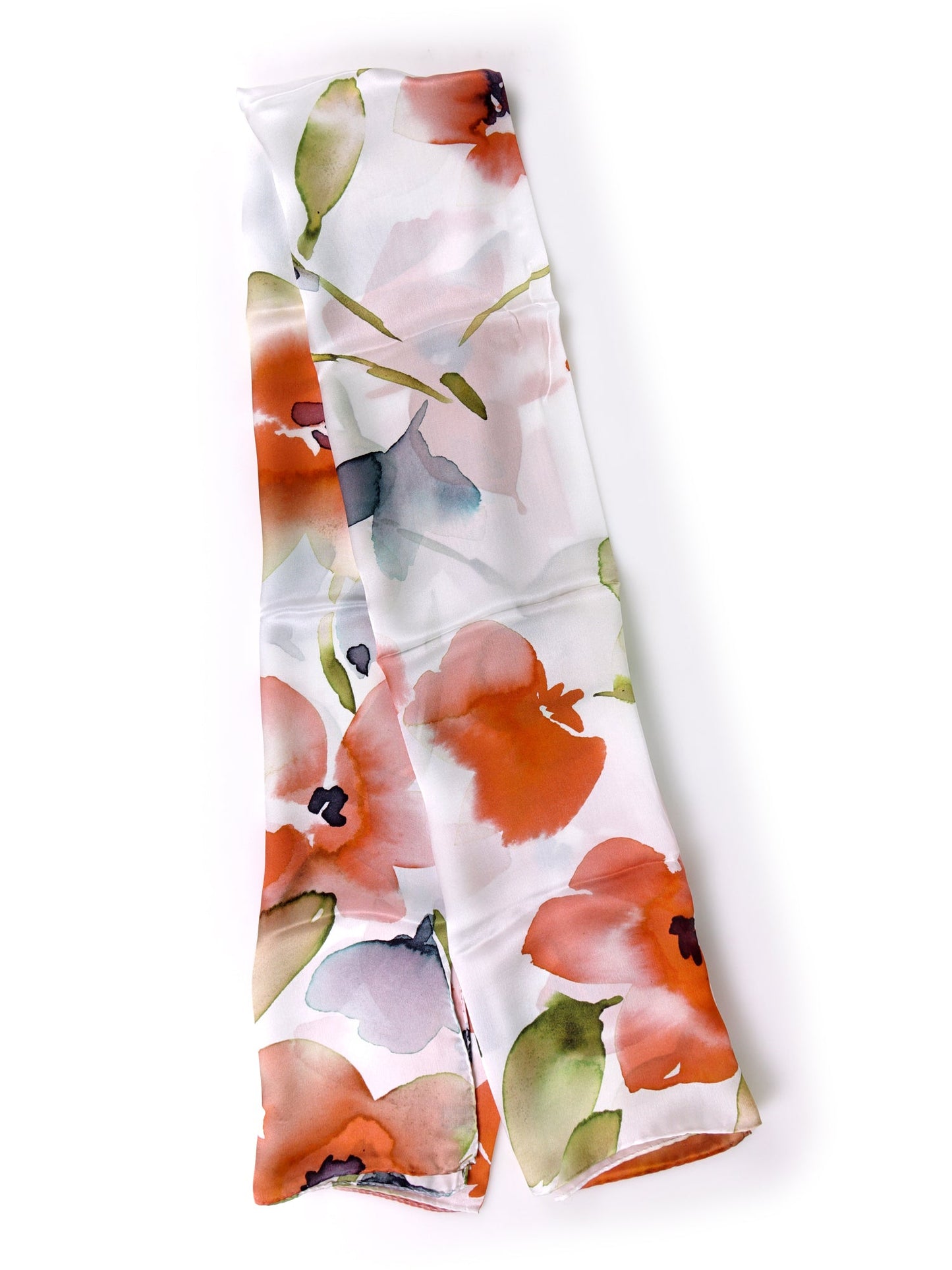 PARISE White printed pure silk satin stole