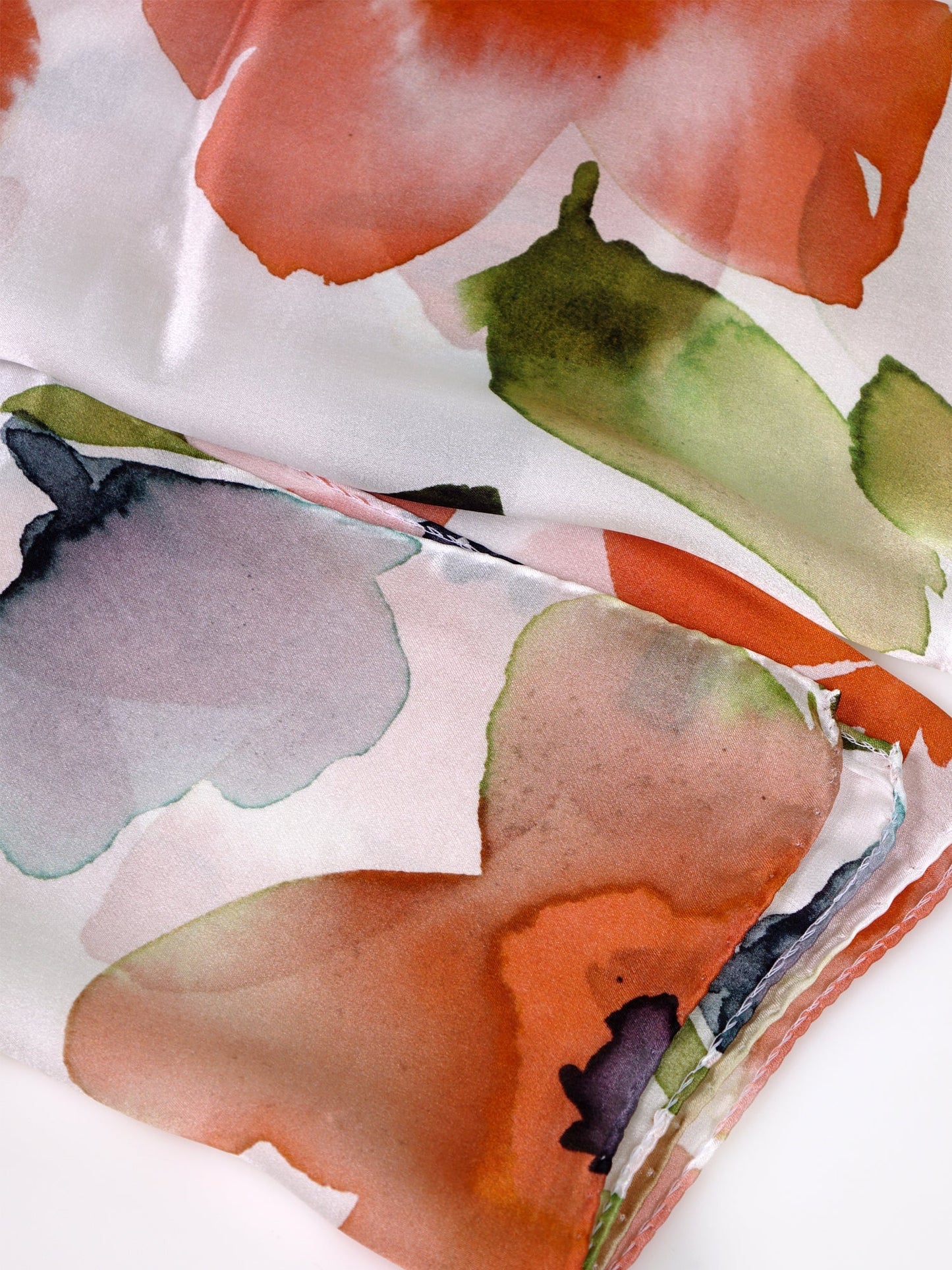 PARISE White printed pure silk satin stole