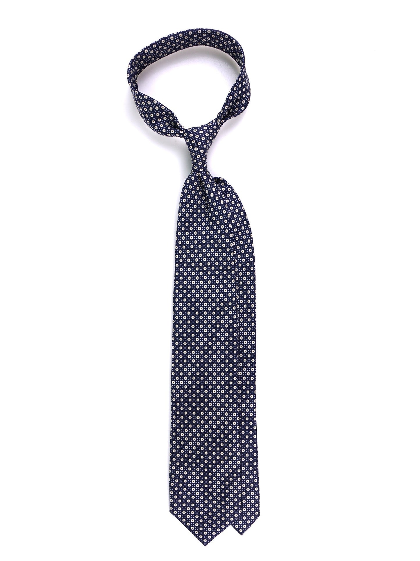 PEAK 7 Folds dark blue English printed silk tie